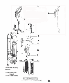 Page C Diagram and Parts List for 5893AVZ  Eureka Upright Vacuum
