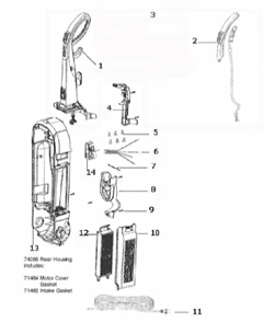 Page D Diagram and Parts List for 5893BVZ  Eureka Upright Vacuum