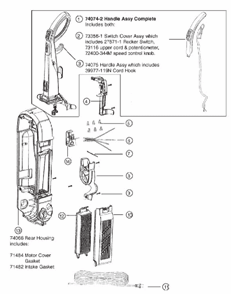 Page D Diagram and Parts List for 5902AVZ  Eureka Upright Vacuum