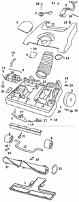 Page A Diagram and Parts List for 6415AT  Eureka Upright Vacuum