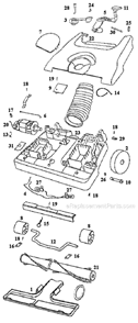 Page A Diagram and Parts List for 6420AT  Eureka Upright Vacuum
