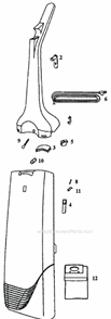 Page C Diagram and Parts List for 6425AT  Eureka Upright Vacuum