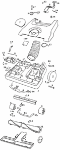 Page B Diagram and Parts List for 6436AT  Eureka Upright Vacuum
