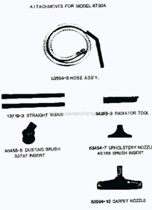 Page B Diagram and Parts List for 6730A  Eureka Canister Vacuum