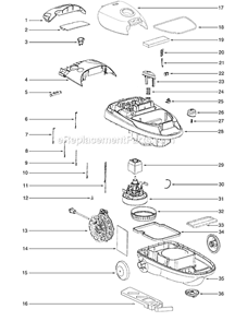 Page B Diagram and Parts List for 6852A  Eureka Canister Vacuum