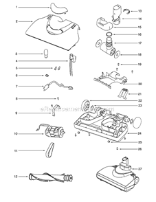 Page C Diagram and Parts List for 6852A  Eureka Canister Vacuum