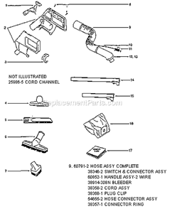 Part Location Diagram of 60852-1 Eureka Handle Assembly