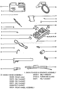 Part Location Diagram of 56830-3 Sanitaire Handle Socket Assembly