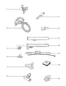 Part Location Diagram of 38942-1 Sanitaire Extension Cord Assembly