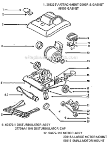Page B Diagram and Parts List for 7605AT  Eureka Upright Vacuum
