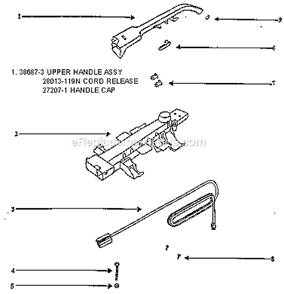 Page D Diagram and Parts List for 7612DT  Eureka Upright Vacuum