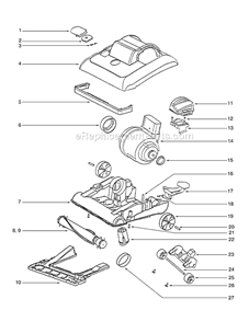 Page B Diagram and Parts List for 7618AT  Eureka Upright Vacuum