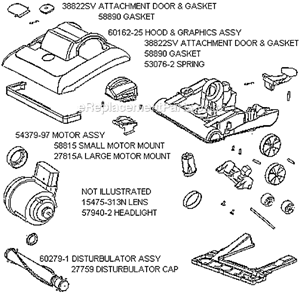 Page B Diagram and Parts List for 7629ATH  Eureka Upright Vacuum