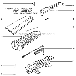Page D Diagram and Parts List for 7671AT  Eureka Upright Vacuum
