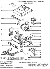 Page B Diagram and Parts List for 7686ATH  Eureka Upright Vacuum