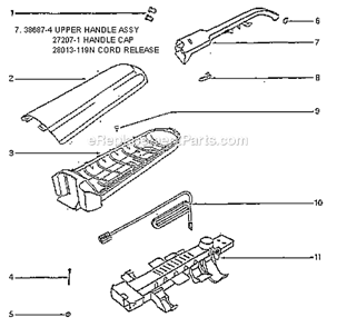 Page D Diagram and Parts List for 7686ATH  Eureka Upright Vacuum