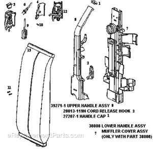 Page B Diagram and Parts List for 7735AT  Eureka Upright Vacuum