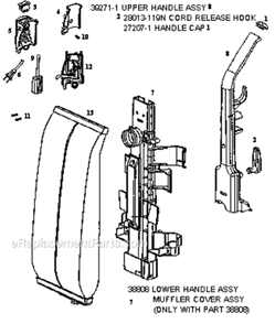 Page B Diagram and Parts List for 7745AT  Eureka Upright Vacuum