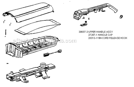 Page D Diagram and Parts List for 7893AT  Eureka Upright Vacuum