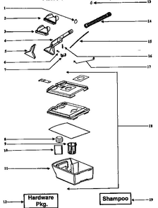 Recovery Tank Assembly Diagram and Parts List for 2440A  Eureka Upright Vacuum