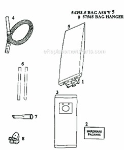 Page A Diagram and Parts List for 9206BTV  Eureka Upright Vacuum