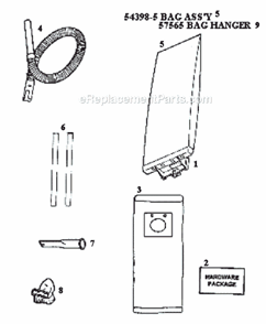 Page A Diagram and Parts List for 9206BT  Eureka Upright Vacuum