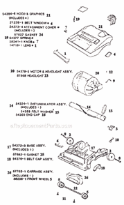 Page B Diagram and Parts List for 9301AT  Eureka Upright Vacuum