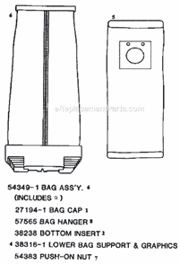 Part Location Diagram of 38316-1 Eureka Bag Support Lower