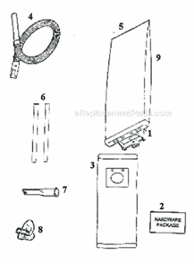 Page B Diagram and Parts List for 9334ETX  Eureka Upright Vacuum