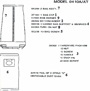 Page D Diagram and Parts List for 9410AT  Eureka Upright Vacuum