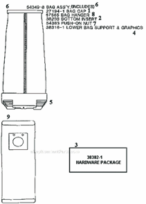 Page D Diagram and Parts List for 9615BTX  Eureka Upright Vacuum