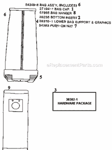 Page D Diagram and Parts List for 9615BT  Eureka Upright Vacuum