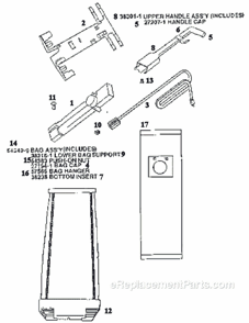 Page D Diagram and Parts List for 9620BTX  Eureka Upright Vacuum