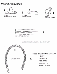 Page A Diagram and Parts List for 9620BT  Eureka Upright Vacuum