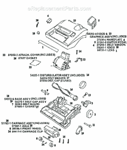 Page B Diagram and Parts List for 9620BT  Eureka Upright Vacuum