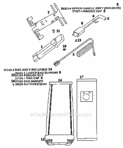 Page D Diagram and Parts List for 9620BT  Eureka Upright Vacuum
