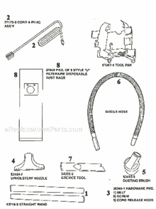 Page A Diagram and Parts List for 9730BT  Eureka Upright Vacuum