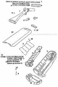 Page D Diagram and Parts List for 9734AT  Eureka Upright Vacuum
