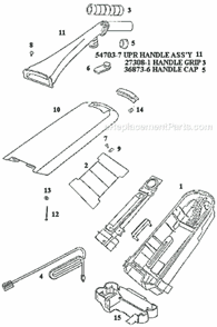 Page D Diagram and Parts List for 9734BTH  Eureka Upright Vacuum