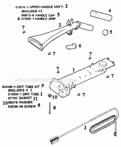 Page E Diagram and Parts List for 9740AT  Eureka Upright Vacuum