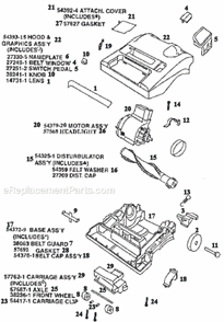 Page B Diagram and Parts List for 9741AT  Eureka Upright Vacuum