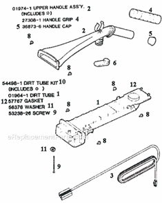 Page D Diagram and Parts List for 9750AT  Eureka Upright Vacuum