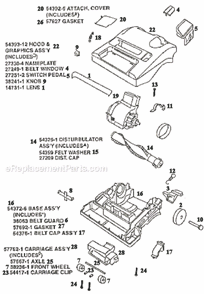 Page B Diagram and Parts List for 9750BTV  Eureka Upright Vacuum