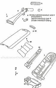 Page D Diagram and Parts List for 9750BTV  Eureka Upright Vacuum