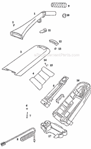 Page D Diagram and Parts List for 9752AT  Eureka Upright Vacuum