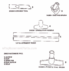 Page A Diagram and Parts List for 9824AT  Eureka Upright Vacuum