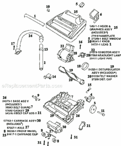 Part Location Diagram of 54571-1 Eureka Hood Assembly Packaged