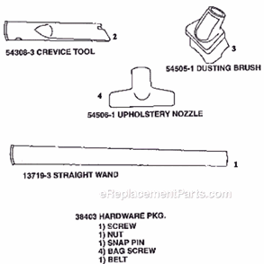 Page A Diagram and Parts List for 9834AT  Eureka Upright Vacuum