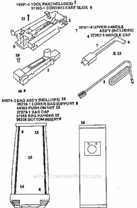 Page D Diagram and Parts List for 9834AT  Eureka Upright Vacuum
