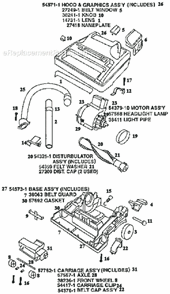 Page B Diagram and Parts List for 9855AT  Eureka Upright Vacuum
